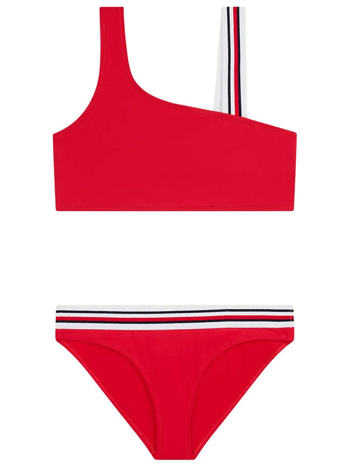 Tommy HilfigerSwim SetGirls Global Stripe One Shoulder Bikini Set, RedBoxers & Briefs