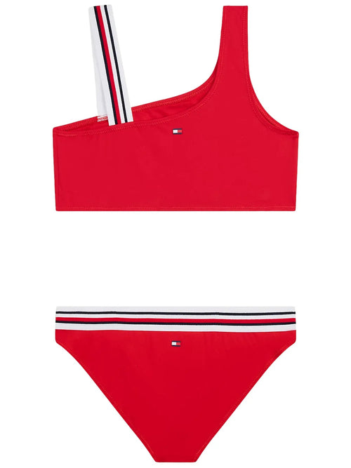Tommy HilfigerSwim SetGirls Global Stripe One Shoulder Bikini Set, RedBoxers & Briefs