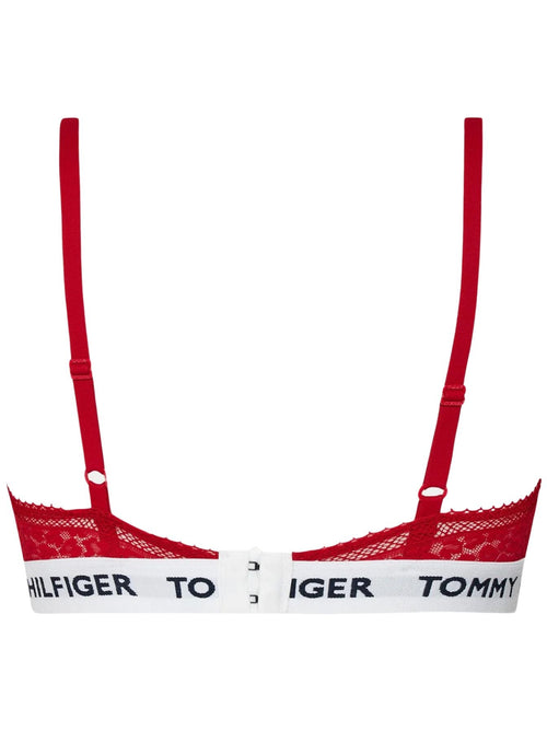 Tommy HilfigerBraHeritage Leopard Lace Unlined Triangle Bra, RedBoxers - and - Briefs.net