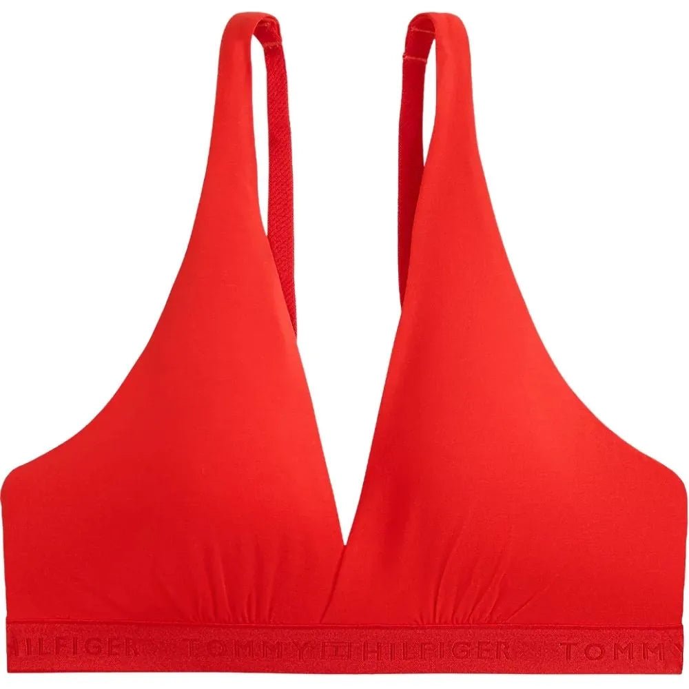 Tommy HilfigerBraRepeat Logo Removable Padding Plunge Triangle Bra, Fireworks RedBoxers & Briefs