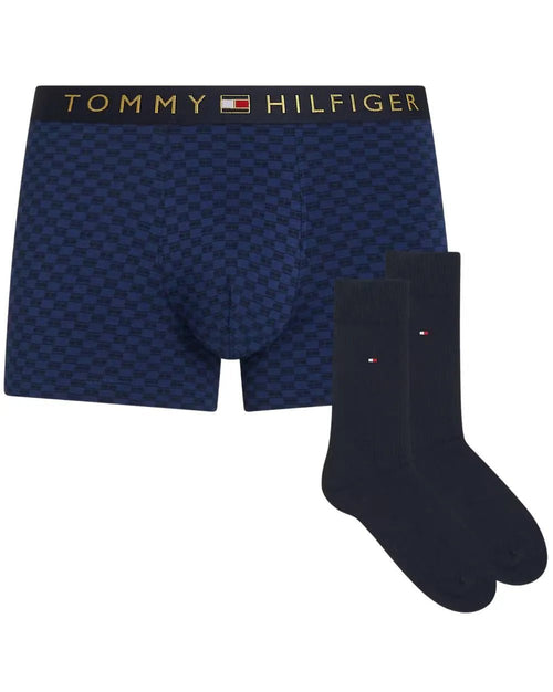 Tommy HilfigerTrunk & SocksTonal Flag Print Boxer Trunks & Socks Gift Set, Navy/goldBoxers & Briefs