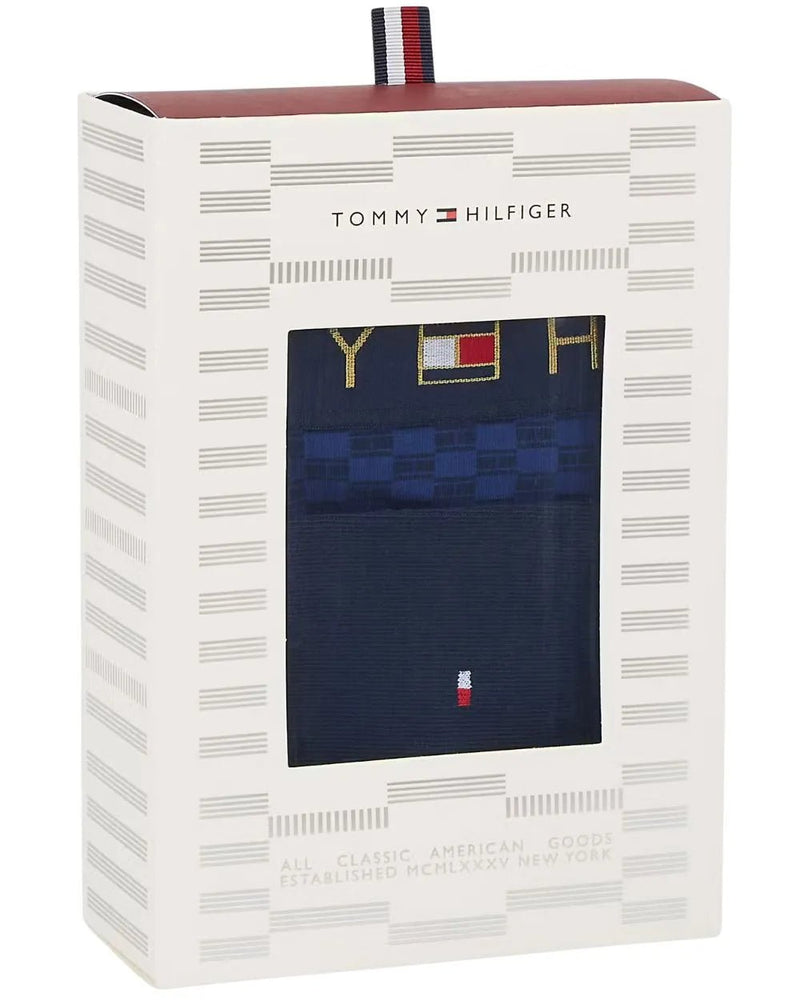 Tommy HilfigerTrunk & SocksTonal Flag Print Boxer Trunks & Socks Gift Set, Navy/goldBoxers & Briefs