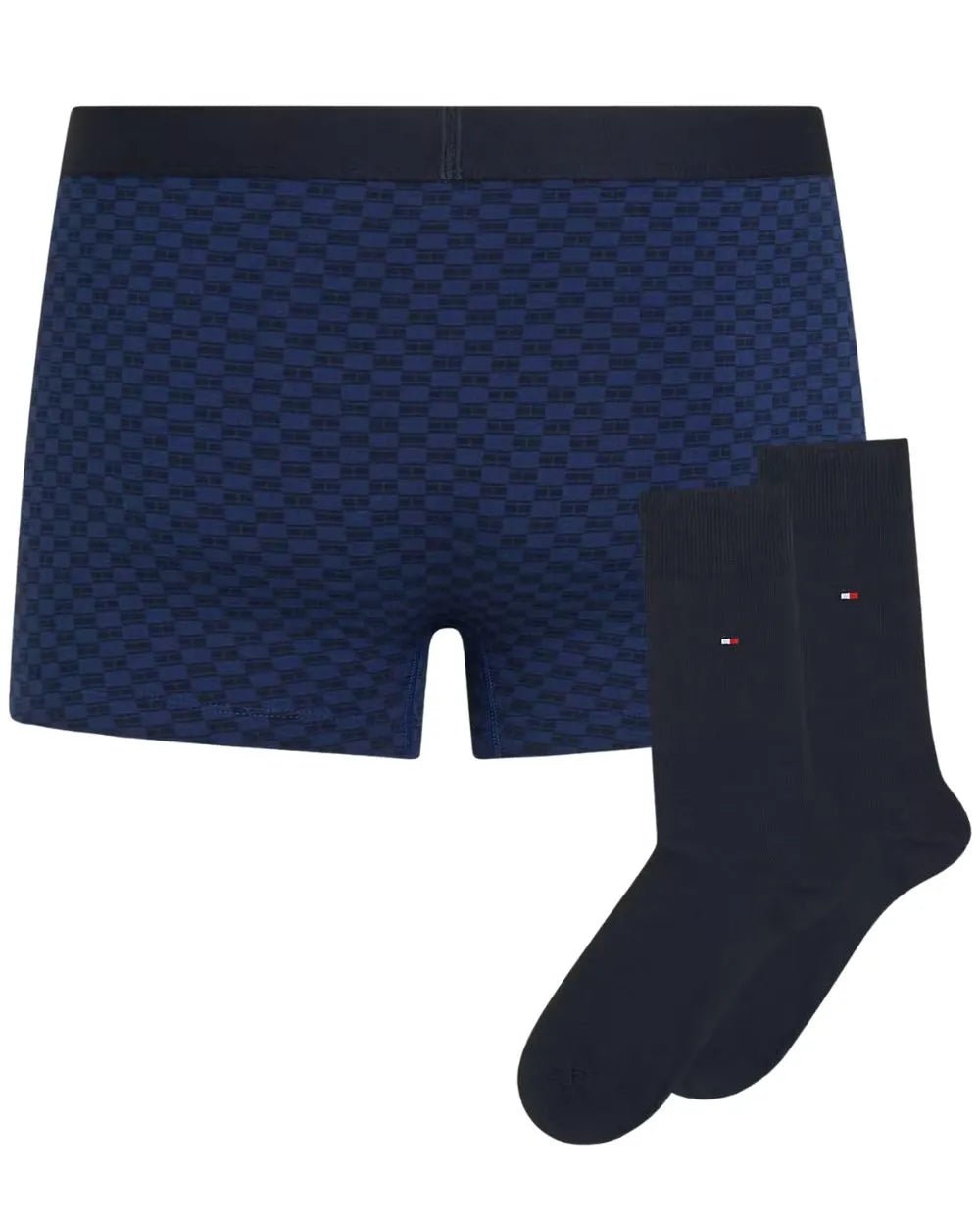 Tommy HilfigerTrunk & SocksTonal Flag Print Boxer Trunks & Socks Gift Set, Navy/goldBoxers & Briefs