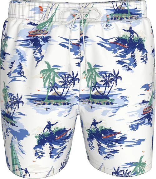 Tommy HilfigerSwim ShortsTropical Conversational Print Swim Shorts, White/blueBoxers & Briefs