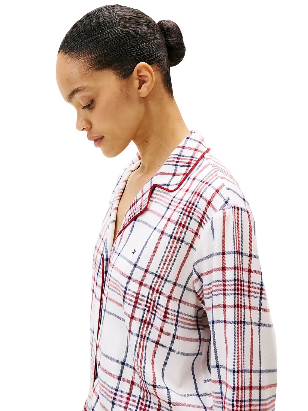 Tommy HilfigerPyjama SetWomen Plaid Check Flannel Pyjamas & Slippers Gift Set, Ivory SilkBoxers & Briefs