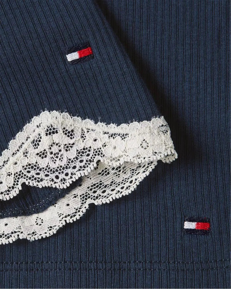 Tommy HilfigerPyjama SetWomen TH Lace Ribbed Camisole & Shorts Pyjama Set, Dark Night NavyBoxers & Briefs