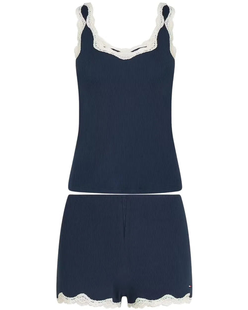 Tommy HilfigerPyjama SetWomen TH Lace Ribbed Camisole & Shorts Pyjama Set, Dark Night NavyBoxers & Briefs